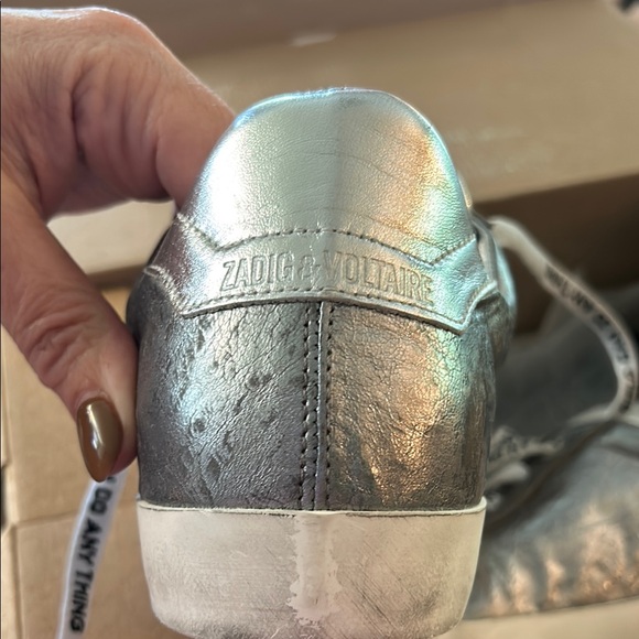 Zadig and Voltaire White and Silver Flash Ace Sneakers. - Picture 3 of 13